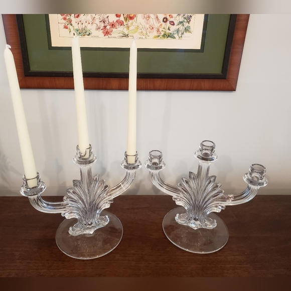 Set of 2 Fostoria Crystal Candleabras - Picture 7 of 14
